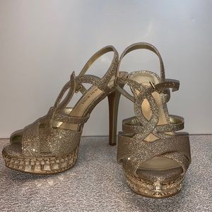 Gianni Bini Gold Bling Platform Heels
